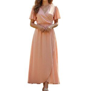 BB Dakota by Steve Madden Peach Floral Midi Dress Womens S Lightweight